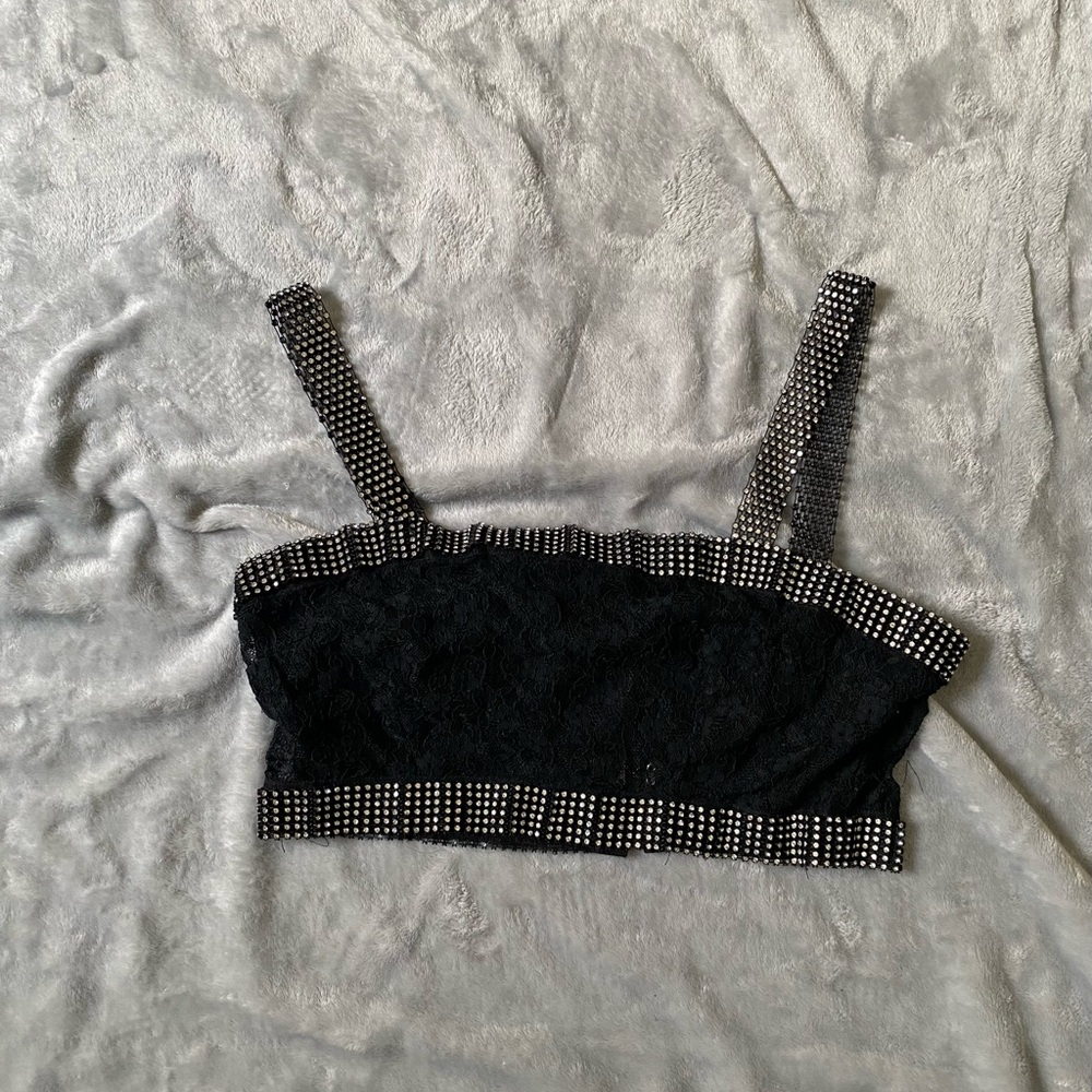 Black Beaded Women's Top
